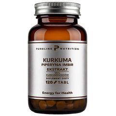 Kurkuma ekstrakt + piperyna + imbir  – 120 tabletek | Pureline Nutrition
