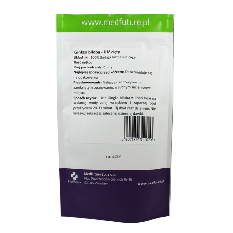 Skład - Ginkgo biloba - liść cięty - 50 g Skład - Ginkgo biloba - liść cięty - 50 g