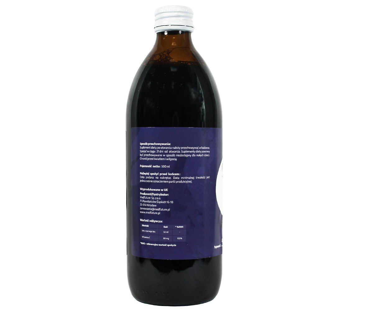 Zalecane spożycie - Sok z czarnego bzu - 500 ml