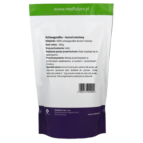 Ashwagandha korzeń mielony 100 g - Medfuture