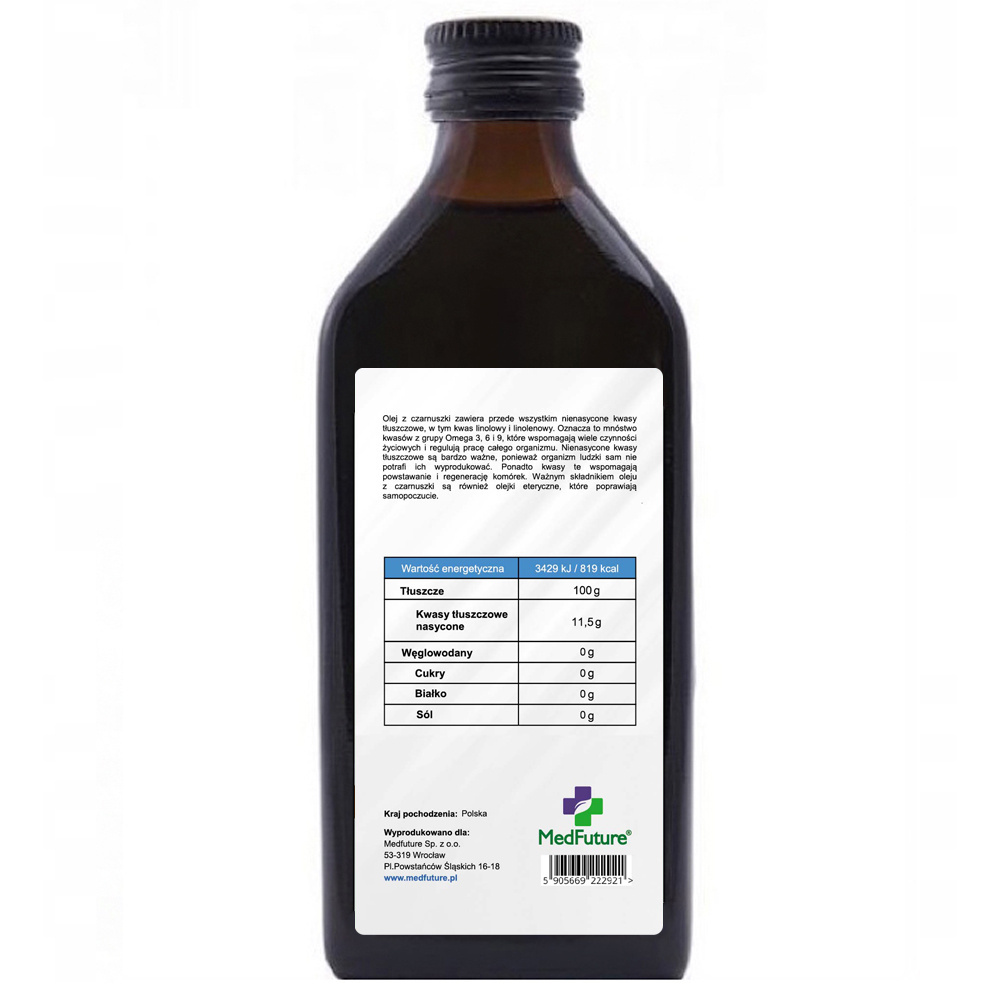 Olej z czarnuszki tłoczony na zimno - 250 ml