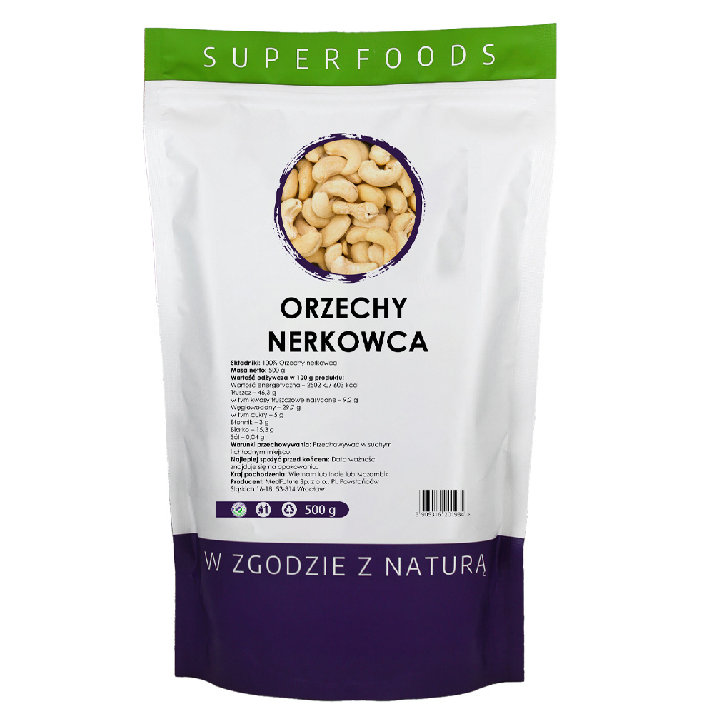 Orzechy nerkowca naturalne 500 g - Medfuture