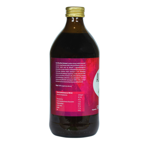Skład - Sok Acai Berry PREMIUM BIO - 500 ml - sok z jagód acai Skład - Sok Acai Berry PREMIUM BIO - 500 ml - sok z jagód acai