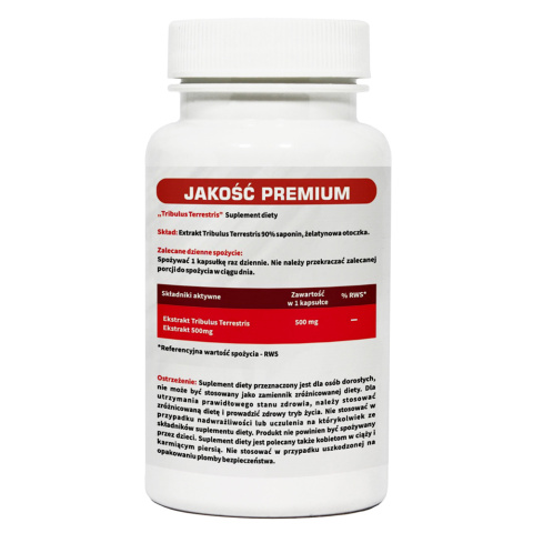 Skład - Tribulus terrestris - ekstrakt 500 mg - 60 kapsułek Skład - Tribulus terrestris - ekstrakt 500 mg - 60 kapsułek