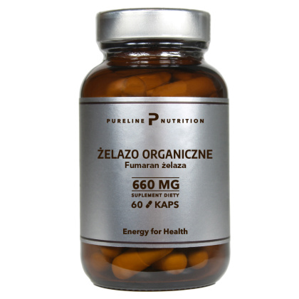 Żelazo organiczne 660 mg 60 kaspułek - Pureline Nutrition (Fumaran żelaza)