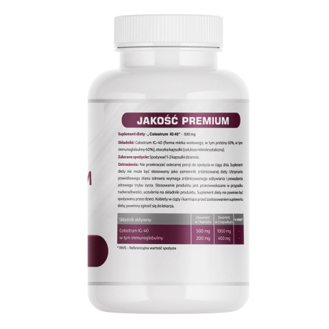 Colostrum IG immune 40 500 mg - 60 kapsułek