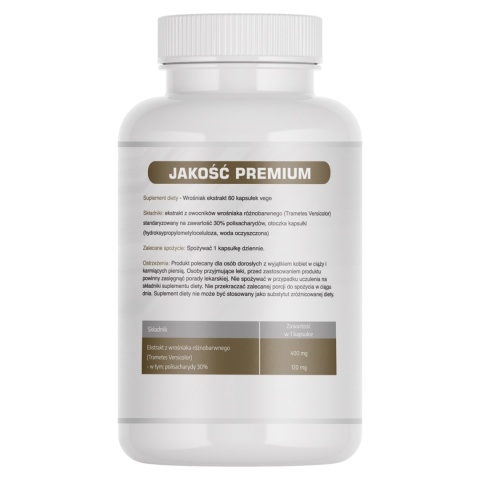 Ekstrakt z wrośniaka różnobrawnego (Coriolus) - 400 mg - 60 kapsułek vege - Medfuture