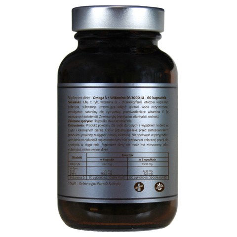 Omega 3 + witamina D3 - 60 kapsułek - Pureline Nutrition Omega 3 + witamina D3 - 60 kapsułek - Pureline Nutrition