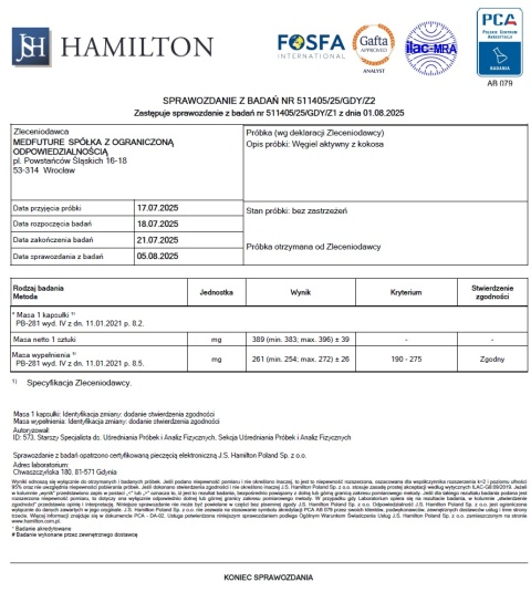 Węgiel aktywny z kokosa - 60 kapsułek vegek - Medfuture