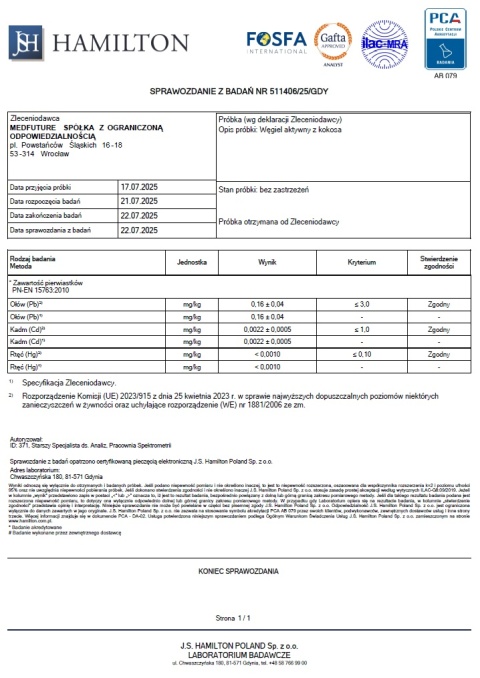 Węgiel aktywny z kokosa - 60 kapsułek vegek - Medfuture