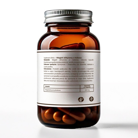 Węgiel aktywny z kokosa - 60 kapsułek vegek - Pureline Nutrition