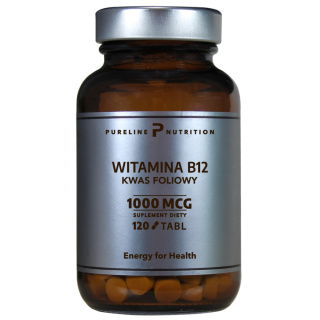 Witamina B12 + Kwas Foliowy - 60 kapsułek - Pureline Nutrion