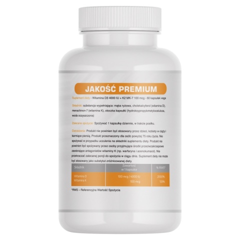Witamina D3 4000 IU + K2 MK-7 100 mcg - 60 kapsułek - Medfuture