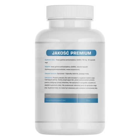 GABA (Kwas gamma-aminomasłowy ) 750 mg - 60 kapsułek vege - Medfuture