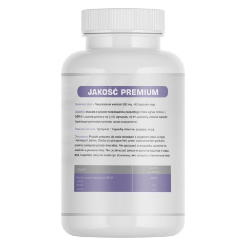 Niepokalanek ekstrakt (standaryzowanay na agnuzyd i aukubinę) - 500 mg - 60 kapsułek vege - Medfuture
